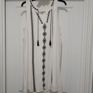 Loft white embroidered dress